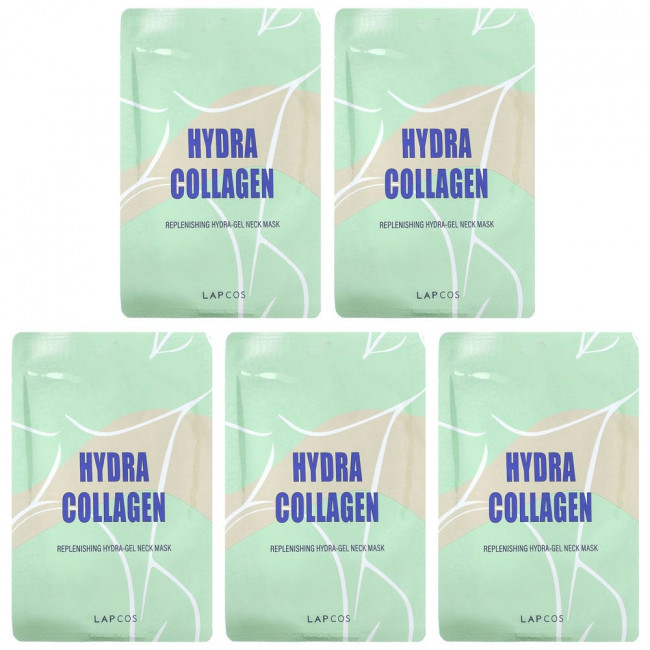 Lapcos, Hydra Collagen, восстанавливающая гидрогелевая маска для шеи, 5 шт. По 15 г (0,53 унции)