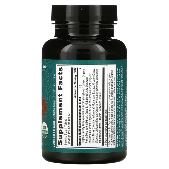 Dr. Axe / Ancient Nutrition, Multi Mushroom, ежедневная защита иммунитета, 60 таблеток