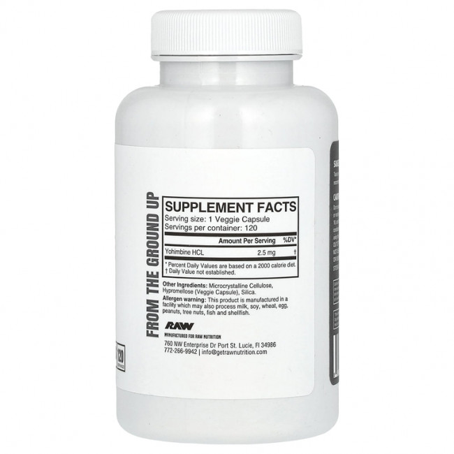 Raw Nutrition, йохимбина гидрохлорид, 120 вегетарианских капсул Raw Nutrition, йохимбина гидрохлорид, 120 вегетарианских капсул