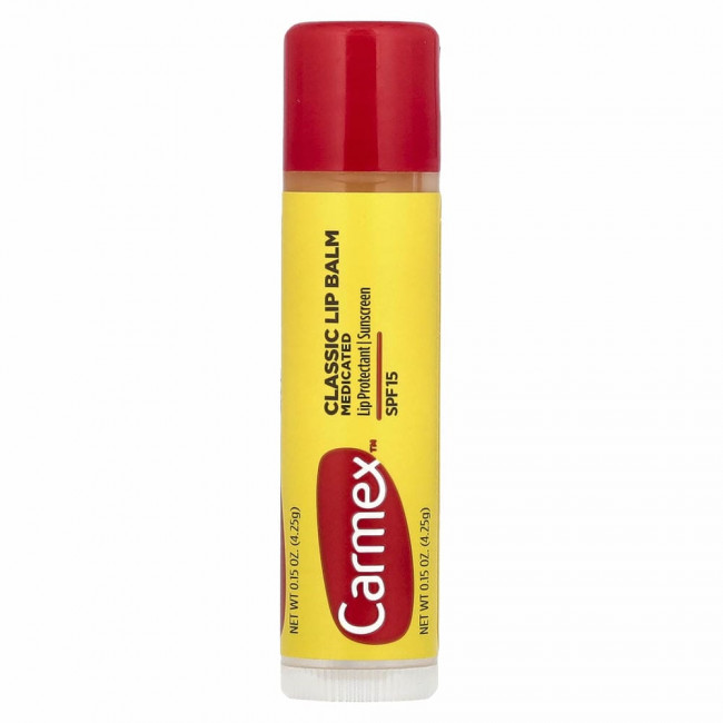 Carmex, классический бальзам для губ, лечебный, SPF 15, 4,25 г (15 унций)