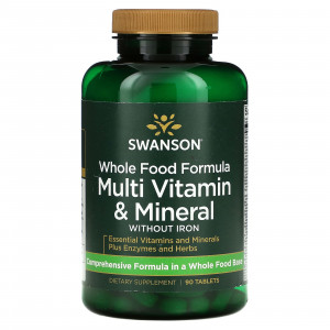 Swanson, Whole Food Formula, мультивитамины и минералы, 90 таблеток Swanson, Whole Food Formula, мультивитамины и минералы, 90 таблеток