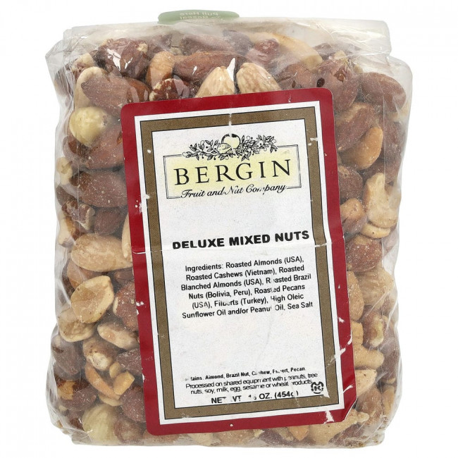 Bergin Fruit and Nut Company, Смесь орехов класса люкс, 454 г (16 унций) Bergin Fruit and Nut Company, Смесь орехов класса люкс, 454 г (16 унций)