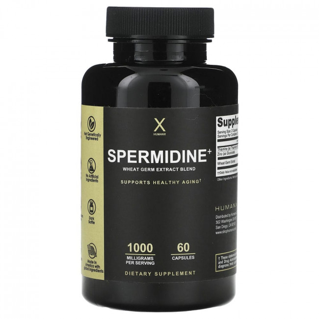 Humanx, Spermidine+, Wheat Germ Extract Blend, 1,000 mg, 60 Capsules (500 mg per Capsule)