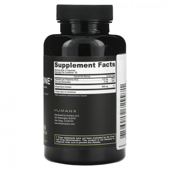 Humanx, Spermidine+, Wheat Germ Extract Blend, 1,000 mg, 60 Capsules (500 mg per Capsule)