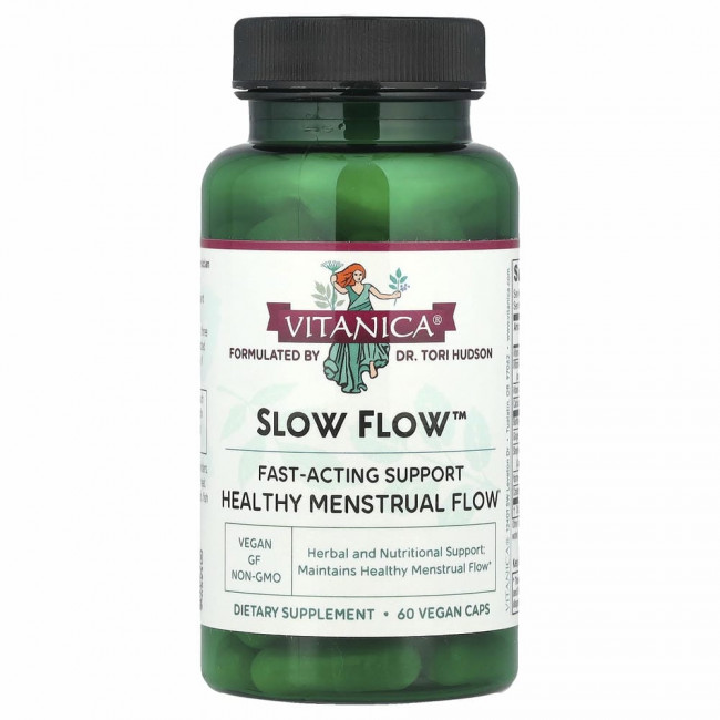 Vitanica, Slow Flow, поддержка менструального цикла, 60 вегетарианских капсул