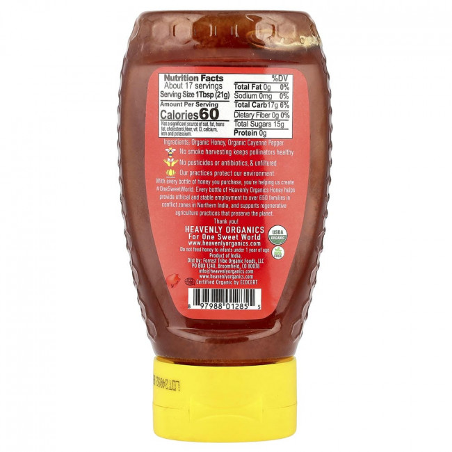 Heavenly Organics, 100% органический острый мед, 340 г (12 унций)