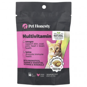 Pet Honesty, Мультивитамины, для кошек, с курицей, 100 г (3,7 унции)