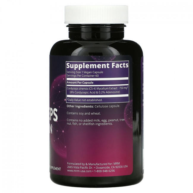 MRM, Nutrition, кордицепс, штамм CS-4, 60 веганских капсул MRM, Nutrition, кордицепс, штамм CS-4, 60 веганских капсул