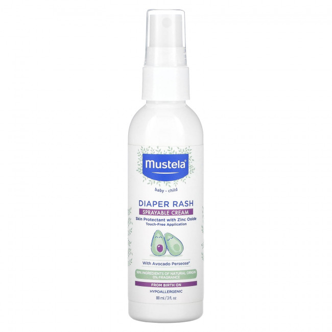 Mustela, Diaper Rash, спрей, без отдушек, 88 мл (3 жидк. Унции)