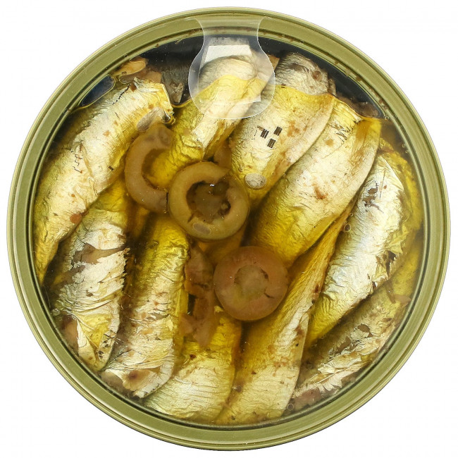 King Oscar, Sardines In Extra Virgin Olive Oil With Sliced Spanish Manzanilla Olives, 3.75 oz ( 106 g)