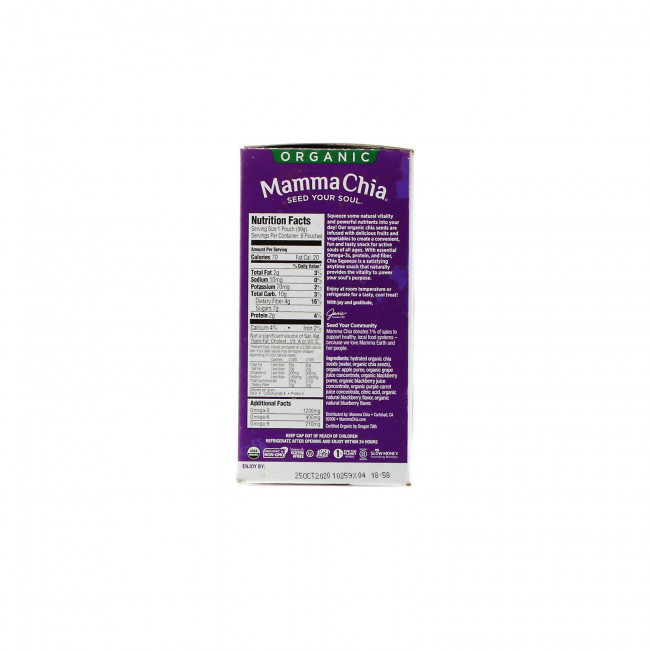 Mamma Chia, Organic Chia Squeeze, Vitality Snack, ежевика, 8 порций, 99 г (3,5 унции)