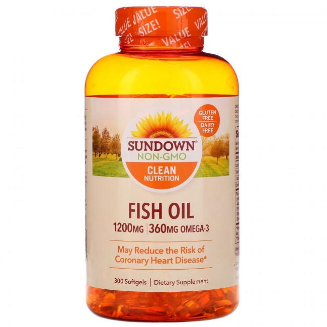 Sundown Naturals, Рыбий жир, 1200 мг, 300 мягких таблеток Sundown Naturals, Рыбий жир, 1200 мг, 300 мягких таблеток