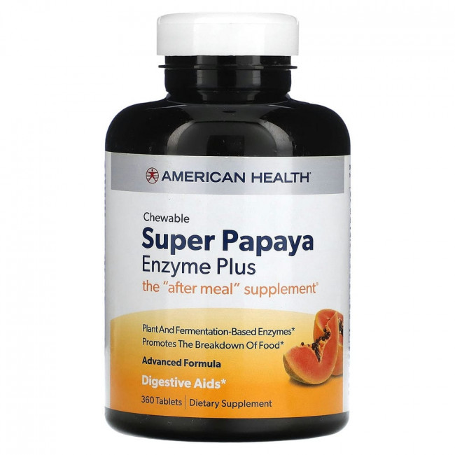 American Health, Super Papaya Enzyme Plus, жевательные таблетки с ферментами, 360 шт.