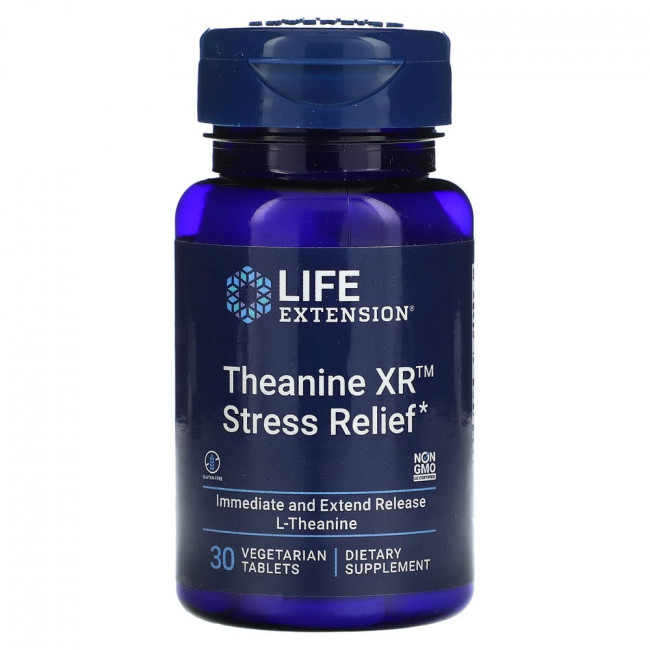 Life Extension, Theanine XR Stress Relief, 30 вегетарианских таблеток