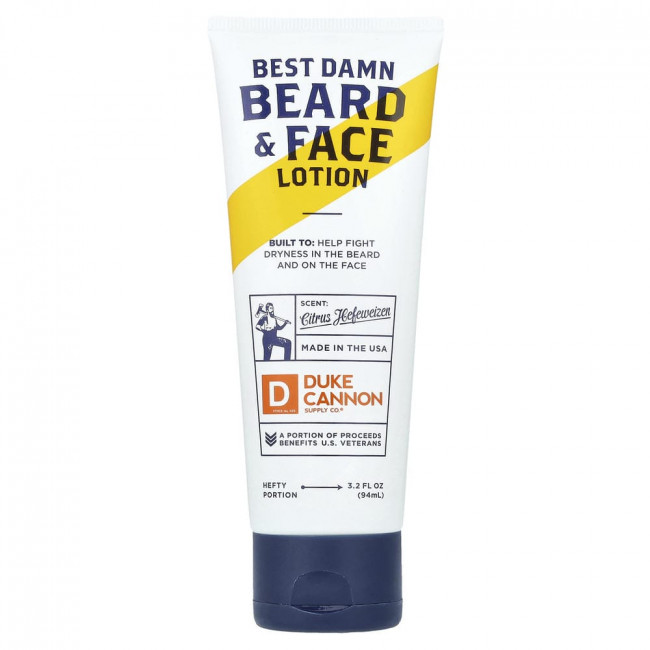 Duke Cannon Supply Co., Best Damn Beard & Face Lotion, Citrus Hefeweizen, 3.2 fl oz (94 ml)
