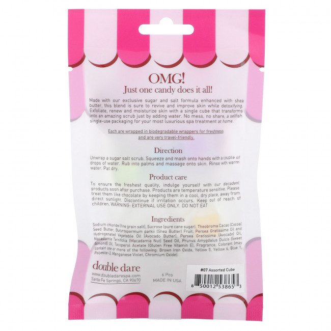 Double Dare, OMG! Candy Spa, Кубик-скраб с сахарной солью, кубик ассорти, 6 шт. Double Dare, OMG! Candy Spa, Кубик-скраб с сахарной солью, кубик ассорти, 6 шт.