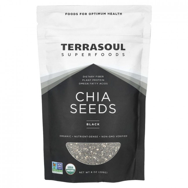 Семена чиа Terrasoul Superfoods, черные, 226 г (8 унций) (товар снят с производства)