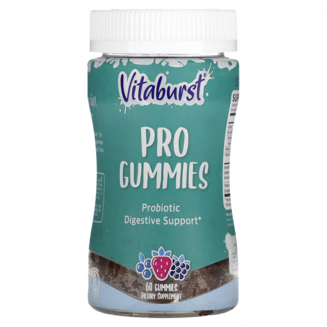 Vitaburst, Vitaburst, Pro Gummies, пробиотики для поддержки пищеварения, ягоды, 60 жевательных таблеток Vitaburst, Vitaburst, Pro Gummies, пробиотики для поддержки пищеварения, ягоды, 60 жевательных таблеток