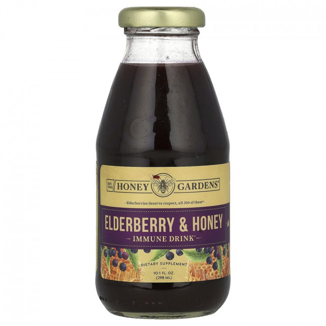Honey Gardens, Immune Drink, Elderberry & Honey, 10.1 fl oz (298 ml)