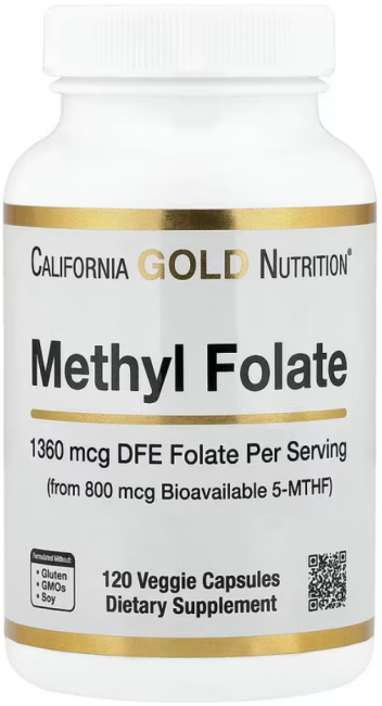 California Gold Nutrition, метилфолат и витамин C, 120 растительных капсул