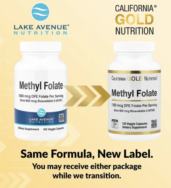 California Gold Nutrition, метилфолат и витамин C, 120 растительных капсул