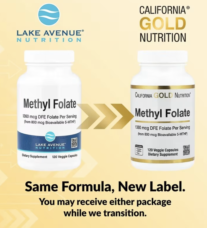 California Gold Nutrition, метилфолат и витамин C, 120 растительных капсул