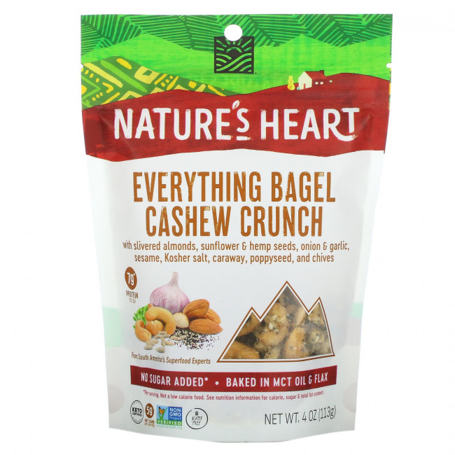 Nature's Heart, Кешью, хрустящие бублики, 113 г (4 унции) Nature's Heart, Кешью, хрустящие бублики, 113 г (4 унции)