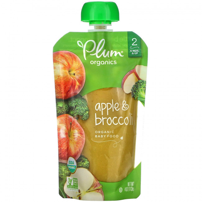 Plum Organics, органическое детское питание, этап 2, яблоко и брокколи, 113 г (4 унции) Plum Organics, органическое детское питание, этап 2, яблоко и брокколи, 113 г (4 унции)