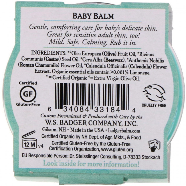 Badger Company, Детский бальзам, ромашка и календула, 21 г (0.75 унции) Badger Company, Детский бальзам, ромашка и календула, 21 г (0.75 унции)