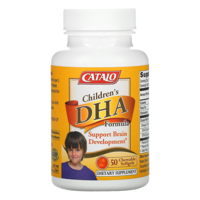Catalo Naturals, Детская формула с ДГК, апельсиновый вкус, 50 жевательных мягких таблеток Catalo Naturals, Детская формула с ДГК, апельсиновый вкус, 50 жевательных мягких таблеток