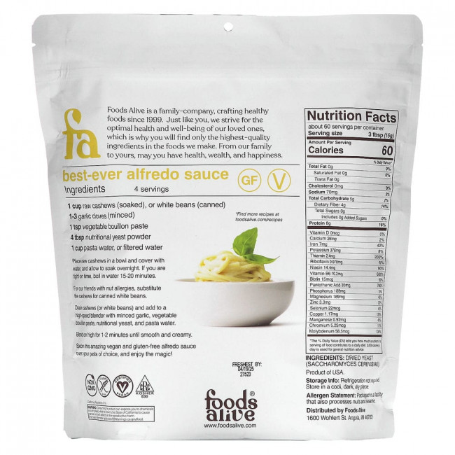 Foods Alive, Superfood, не обогащенные пищевые дрожжи, 907 г (32 унции)