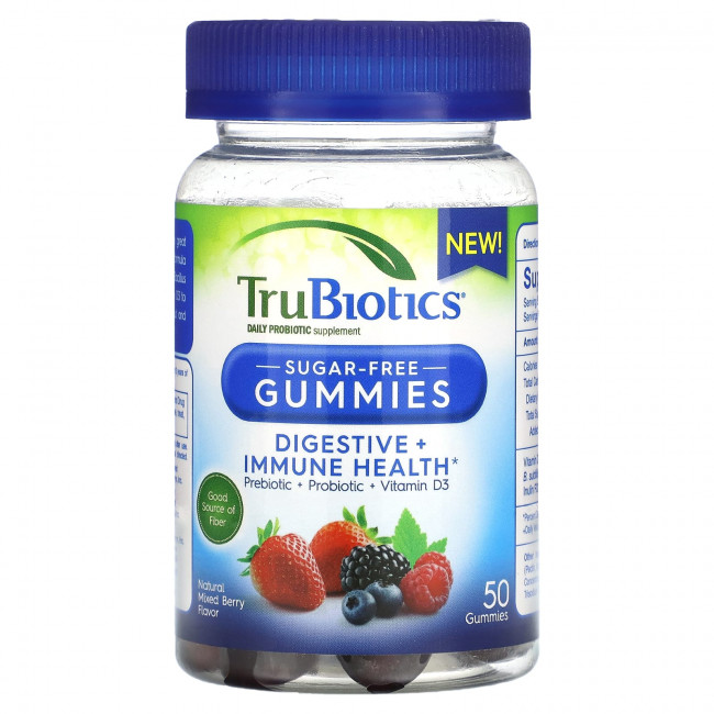 TruBiotics, Здоровье пищеварительной и иммунной систем, натуральная ягодная смесь, без сахара, 50 жевательных таблеток TruBiotics, Здоровье пищеварительной и иммунной систем, натуральная ягодная смесь, без сахара, 50 жевательных таблеток