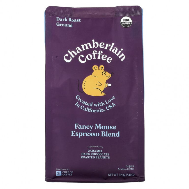 Chamberlain Coffee, Fancy Mouse Espresso Blend, молотый, темная обжарка, 340 г (12 унций) Chamberlain Coffee, Fancy Mouse Espresso Blend, молотый, темная обжарка, 340 г (12 унций)