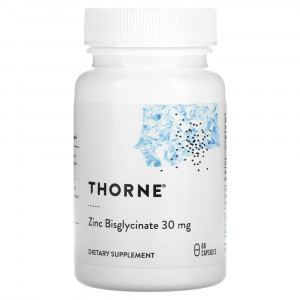 Thorne Research, бисглицинат цинка, 30 мг, 60 капсул Thorne Research, бисглицинат цинка, 30 мг, 60 капсул