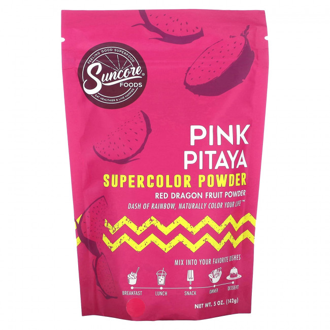 Suncore Foods, Суперцветная пудра с розовой питайей, плод красного дракона, 142 г (5 унций) Suncore Foods, Суперцветная пудра с розовой питайей, плод красного дракона, 142 г (5 унций)