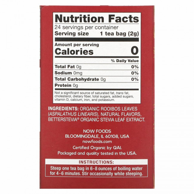 NOW Foods, Real Tea, Better Off Red, без кофеина, 24 чайных пакетика, 48 г (1,7 унции) NOW Foods, Real Tea, Better Off Red, без кофеина, 24 чайных пакетика, 48 г (1,7 унции)