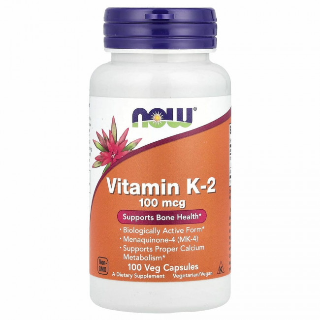 NOW Foods, Витамин K2, 100 мкг, 100 растительных капсул