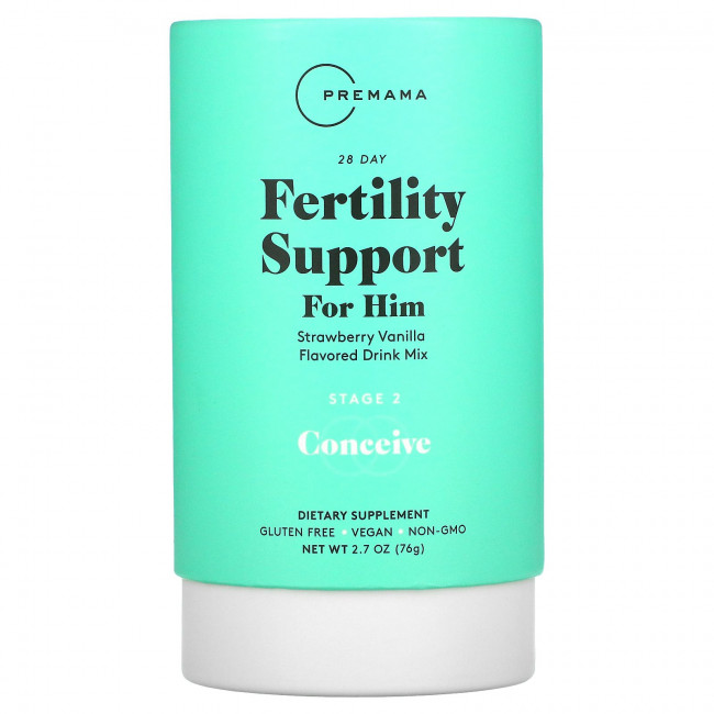 Premama, 28 Day Fertility Support For Him, Strawberry Vanilla Flavored Drink Mix, Stage 2 Conceive, 2.7 oz ( 76 g) Premama, 28 Day Fertility Support For Him, Strawberry Vanilla Flavored Drink Mix, Stage 2 Conceive, 2.7 oz ( 76 g)