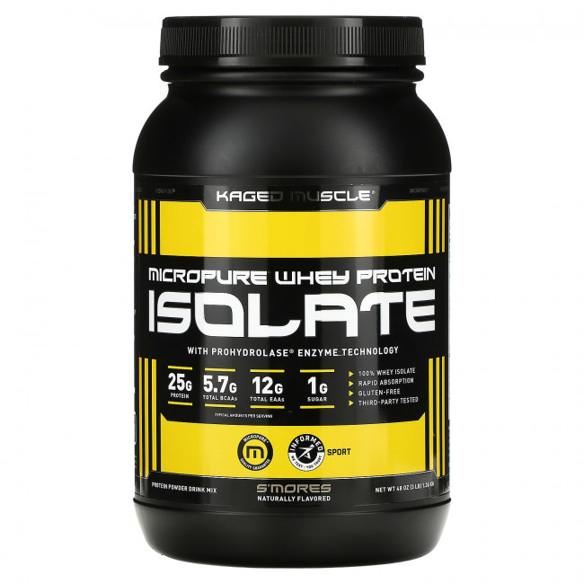 Kaged Muscle, Изолят сывороточного протеина Micropure, S'mores, 1,36 кг (3 фунта) Kaged Muscle, Изолят сывороточного протеина Micropure, S'mores, 1,36 кг (3 фунта)