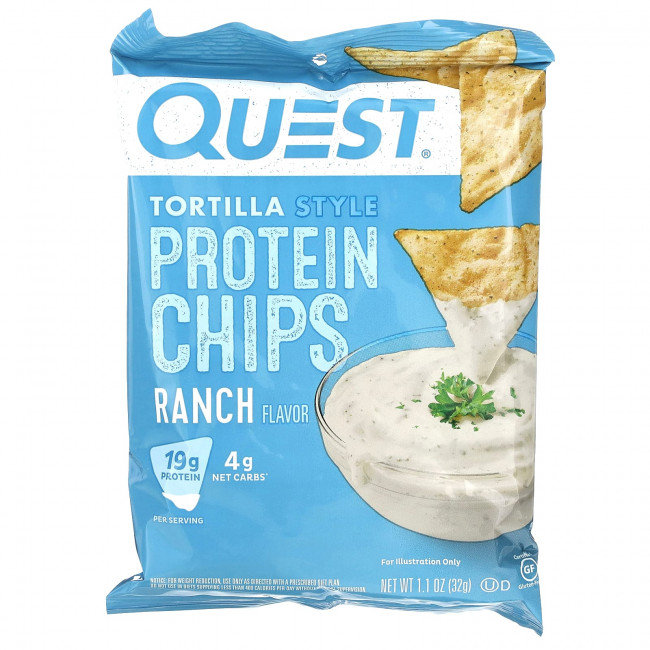 Quest Nutrition, Протеиновые чипсы по-тортильи, ранчо, 8 пакетиков по 32 г (1,1 унции) Quest Nutrition, Протеиновые чипсы по-тортильи, ранчо, 8 пакетиков по 32 г (1,1 унции)