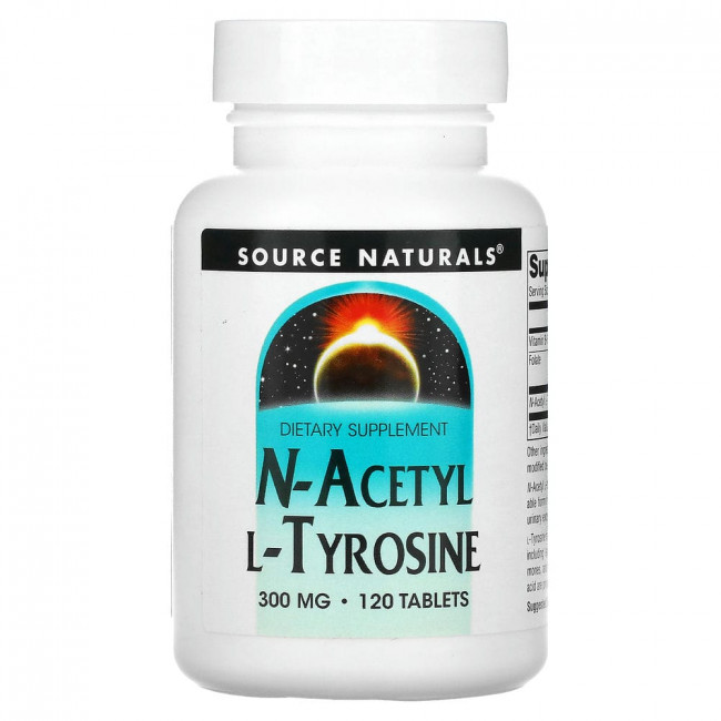 Source Naturals, N-ацетил L-тирозин, 300 мг, 120 таблеток Source Naturals, N-ацетил L-тирозин, 300 мг, 120 таблеток