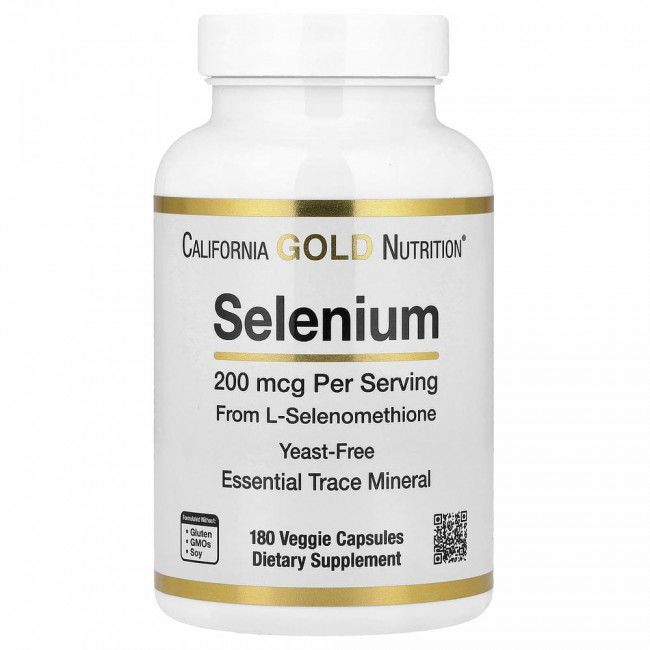 California Gold Nutrition, селен, бездрожжевой, 200 мкг, 180 вегетарианских капсул California Gold Nutrition, селен, бездрожжевой, 200 мкг, 180 вегетарианских капсул