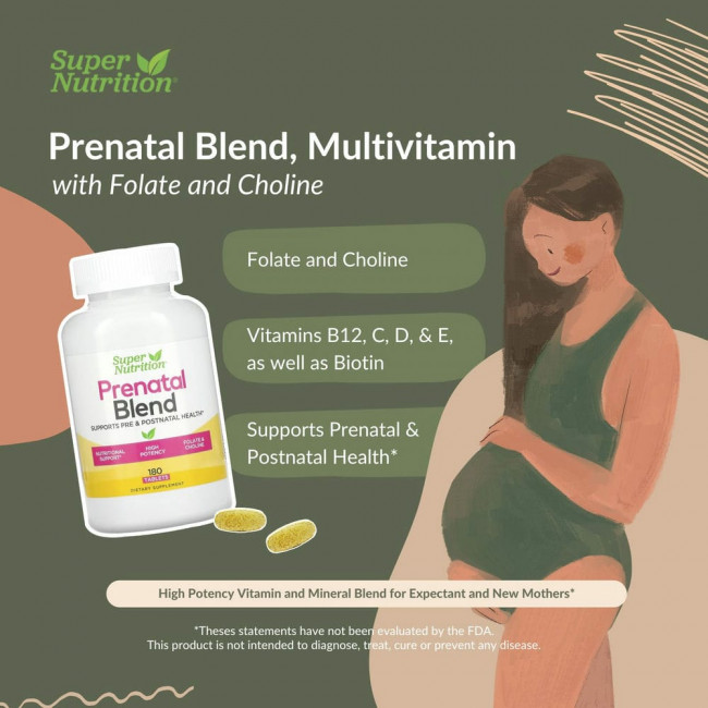 Super Nutrition, Смесь PreNatal, 180 таблеток