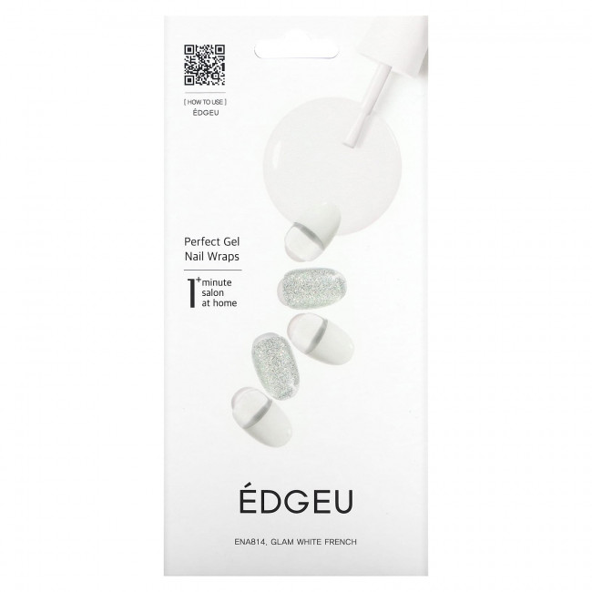 Edgeu, Perfect Gel Nail Wraps, ENT814, белый лак для ногтей, набор из 16 полосок Edgeu, Perfect Gel Nail Wraps, ENT814, белый лак для ногтей, набор из 16 полосок
