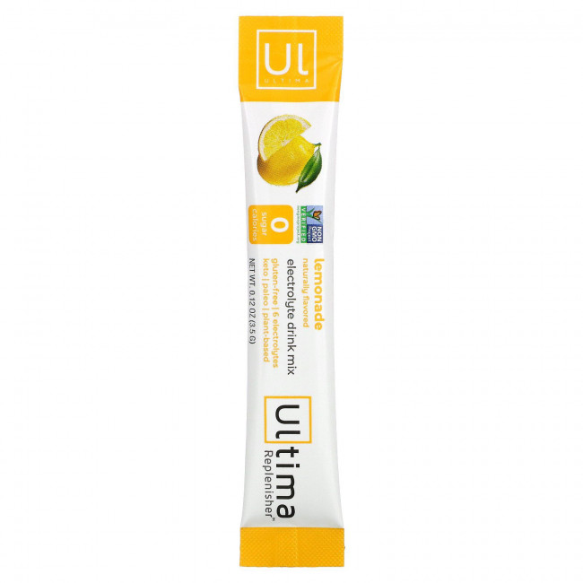 Ultima Replenisher, порошок электролитов со вкусом лимонада, 20 пакетиков, 0,12 унций (3,5 г) Ultima Replenisher, порошок электролитов со вкусом лимонада, 20 пакетиков, 0,12 унций (3,5 г)