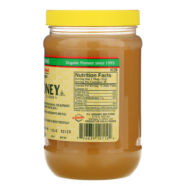 Y.S. Eco Bee Farms, Сырой мед, класса A (США), 623 г