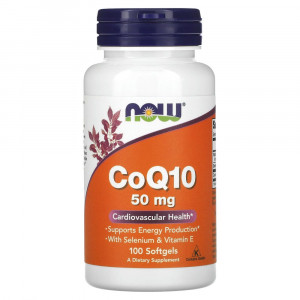 NOW Foods, CoQ10, 50 мг, 100 мягких желатиновых капсул NOW Foods, CoQ10, 50 мг, 100 мягких желатиновых капсул