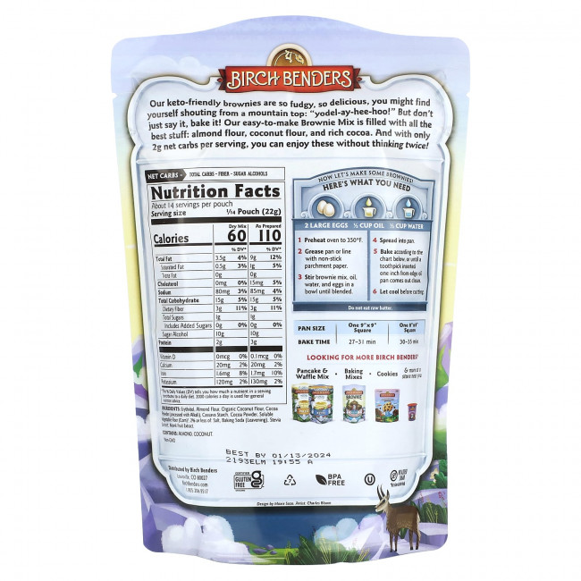 Birch Benders, Brownie Mix, Keto, идеальная помадка, 306 г (10,8 унции) Birch Benders, Brownie Mix, Keto, идеальная помадка, 306 г (10,8 унции)
