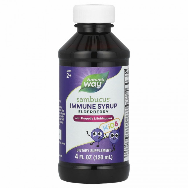 Nature's Way, Sambucus для детей, стандартизированный экстракт бузины, сироп для укрепления иммунитета, 120 мл (4 жидк. унции)