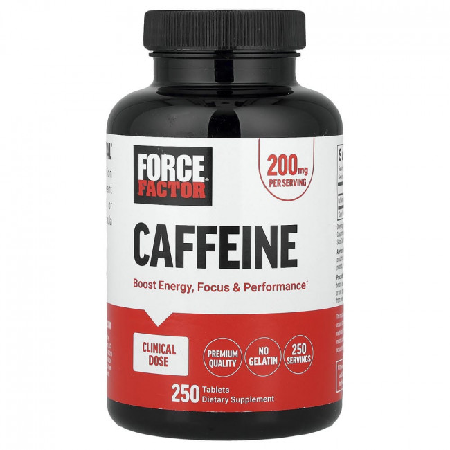 Force Factor, кофеин, 200 мг, 250 таблеток